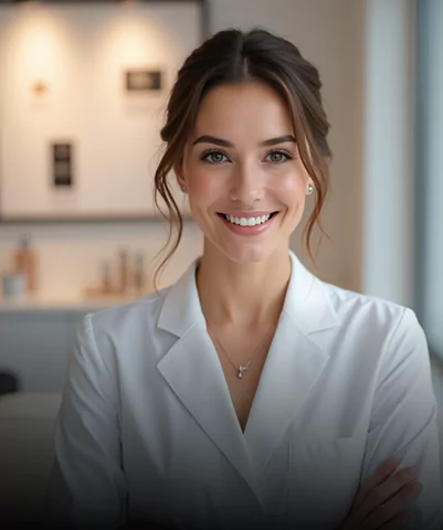 Board certified team member in white uniform.
