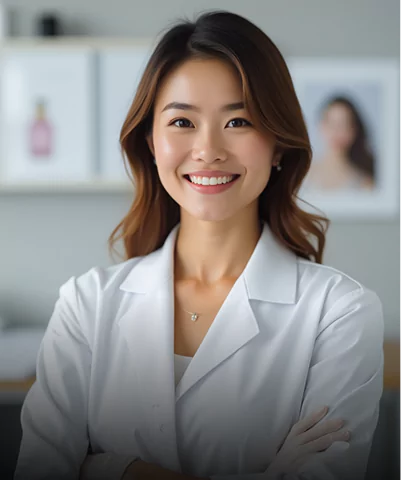 Board certified team member in white uniform.